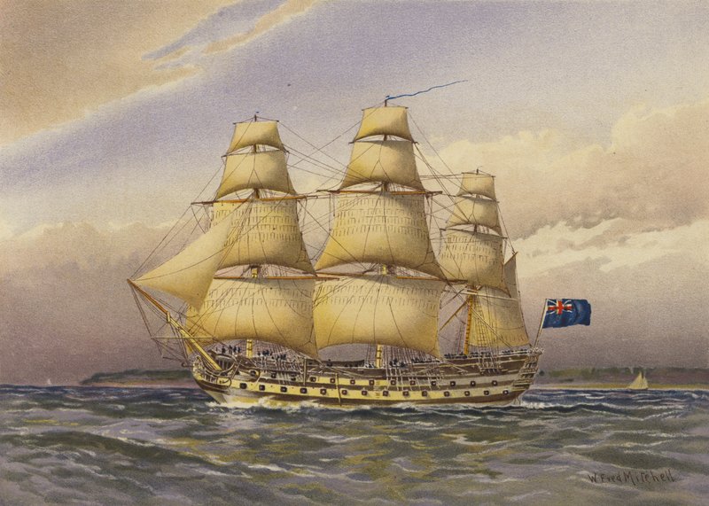 Savaş gemisi, yaklaşık 1760 by William Frederick Mitchell
