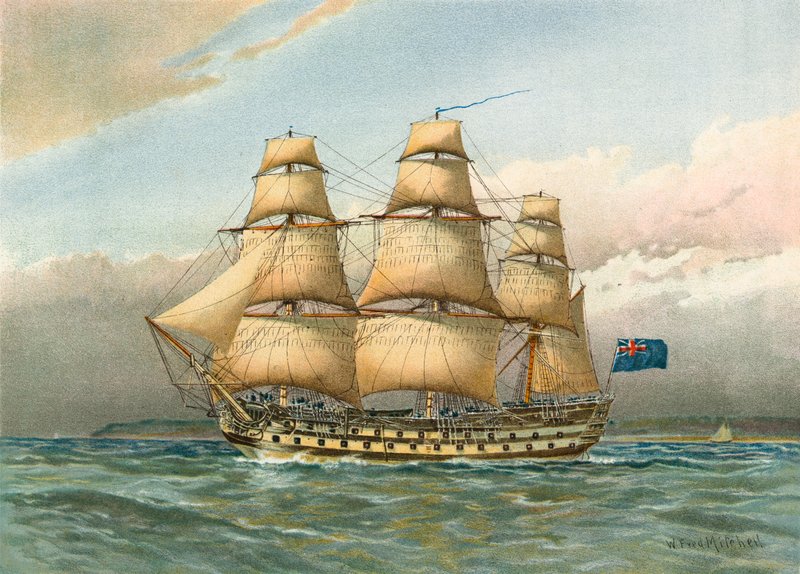 Savaş gemisi yaklaşık 1760 by William Frederick Mitchell