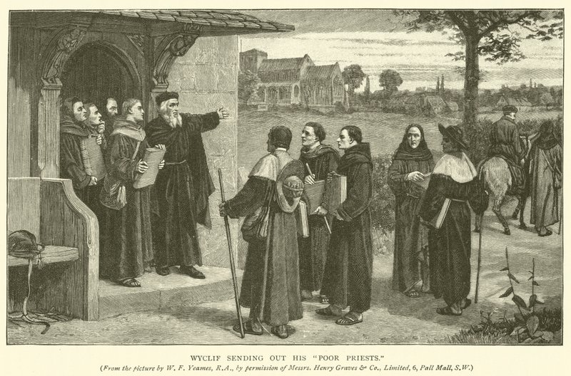 Wyclif zavallı rahiplerini gönderiyor by William Frederick Yeames