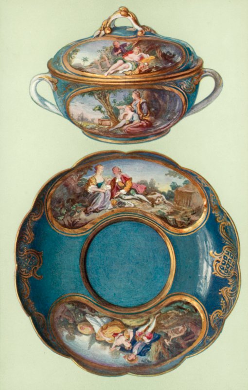 Ecuelle ve Stand, Sevres, Turkuaz-mavi, Boucher