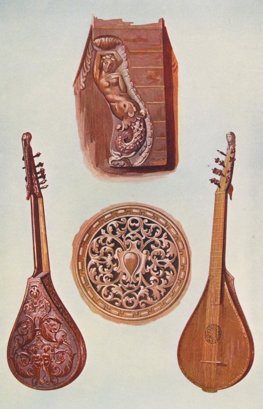 Müzik aletleri: Cetera (renkli litho) by William Gibb