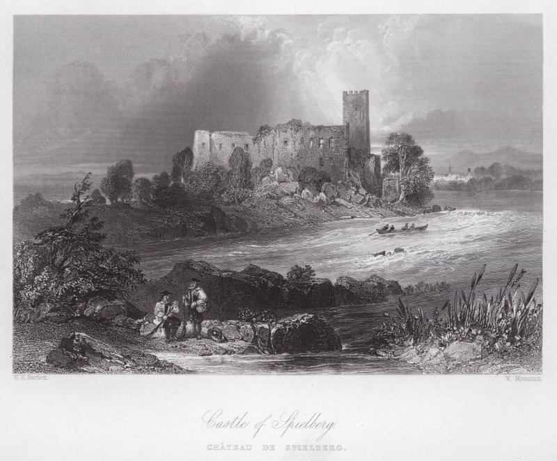 Spielberg Kalesi (gravür) by William H. Bartlett