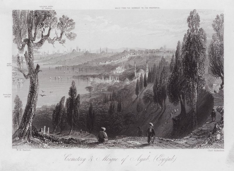 Eyyub Mezarlığı ve Camii, Eyyub (gravür) by William H. Bartlett
