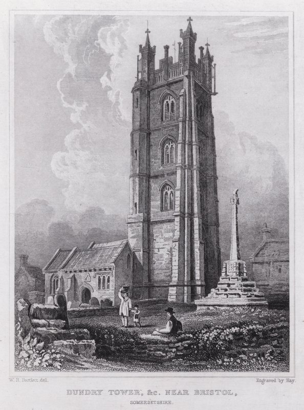 Dundry Tower, vb Bristol, Somersetshire (gravür) yakın by William H. Bartlett