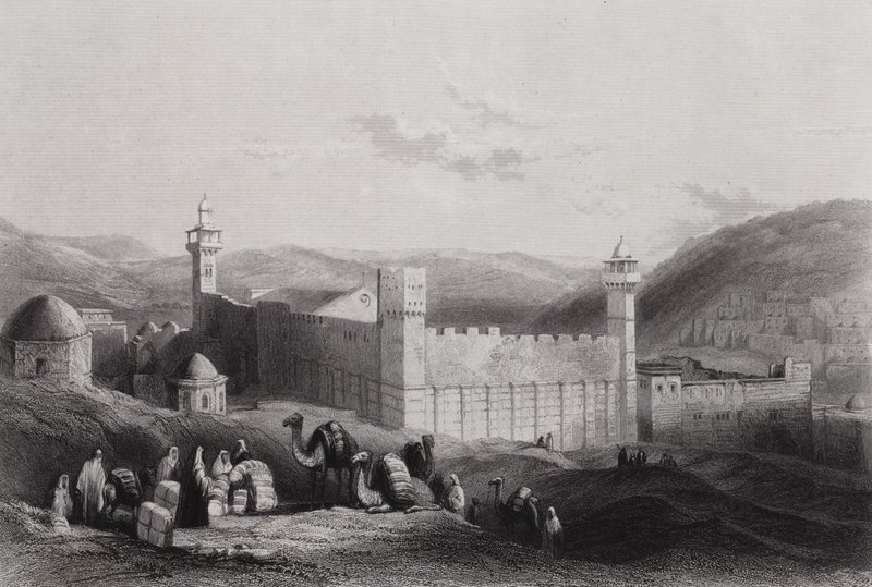 Hebron, Haram (gravür) by William H. Bartlett
