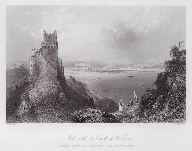 Süt, Weiteneck Kalesi ile (gravür) by William H. Bartlett