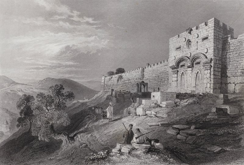 Golden Gate, Kudüs (gravür) by William H. Bartlett