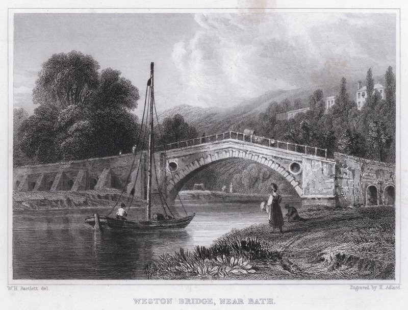 Bath yakınlarındaki Weston Köprüsü (gravür) by William H. Bartlett