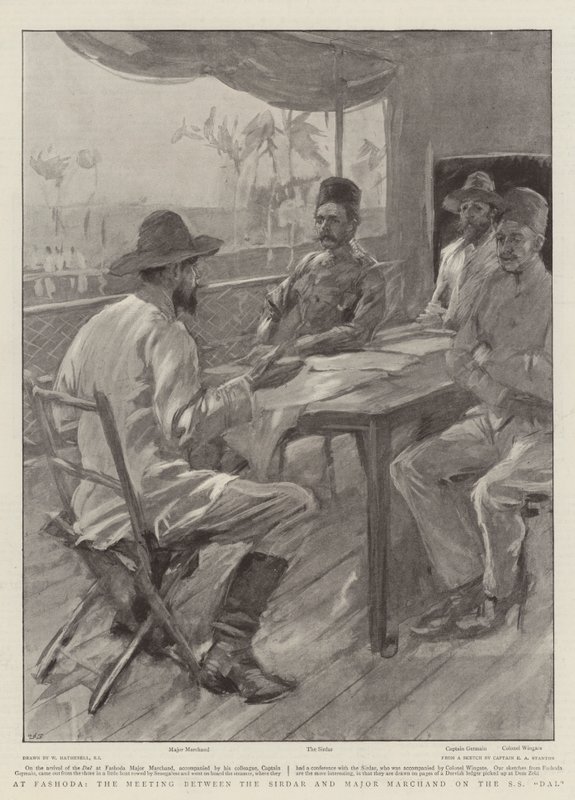 Fashoda'da, SS Dal'da Sirdar ve Binbaşı Marchand arasındaki Toplantı by William Hatherell