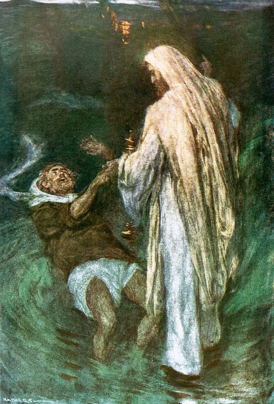 denizde yürüyen İsa by William Hatherell