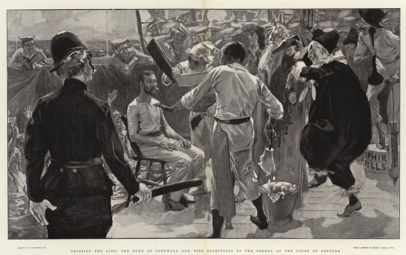 Crossing the Line, the Duke of Cornwall and York submitting to the Ordeal at the Court of Neptune  by William Hatherell