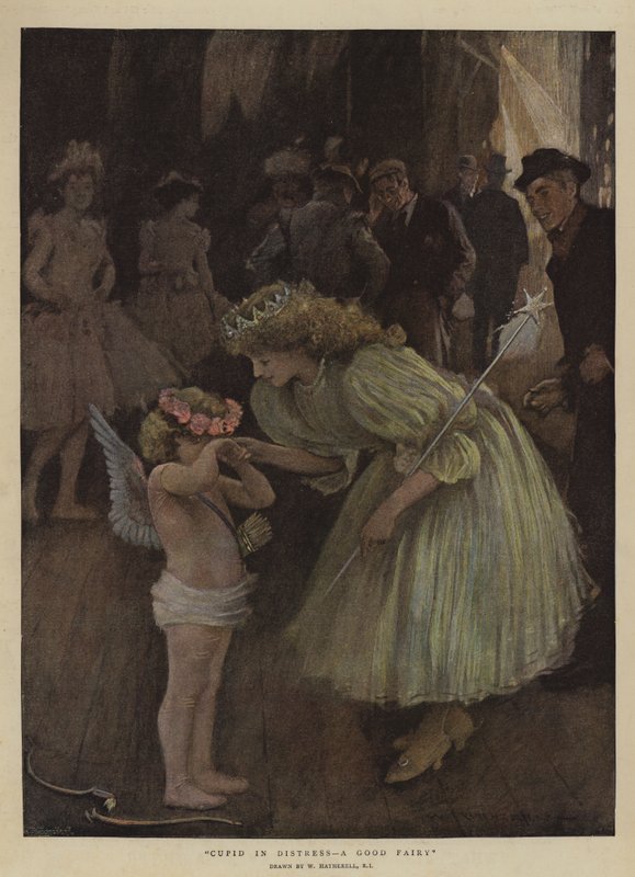 Aşk Tanrısı Tehlikede, İyi Bir Peri (chromolitho) by William Hatherell