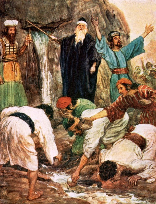 Musa kayaya çarpıyor by William Hatherell