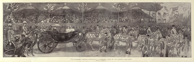 Elmas Jübile Alayı, Queens Ekipmanlarının Panoramik Görünümü by William Hatherell