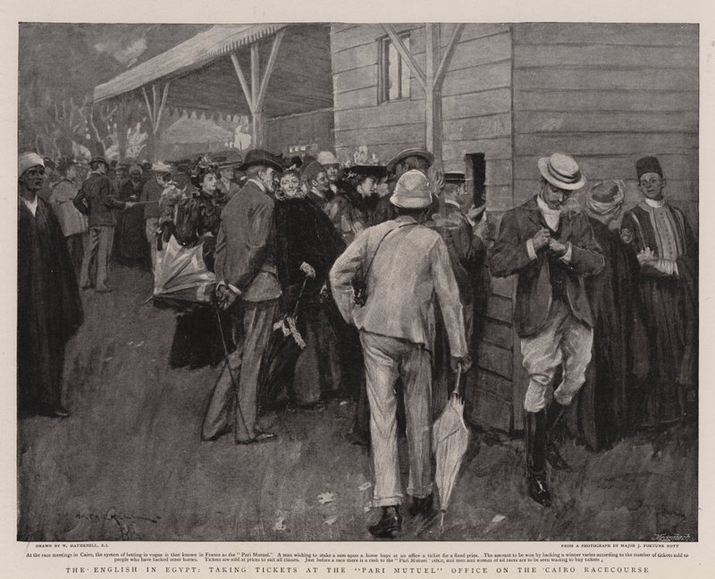 Mısır'daki İngilizler, Kahire Hipodromu'ndaki Pari Mutuel Ofisinde Bilet alarak by William Hatherell