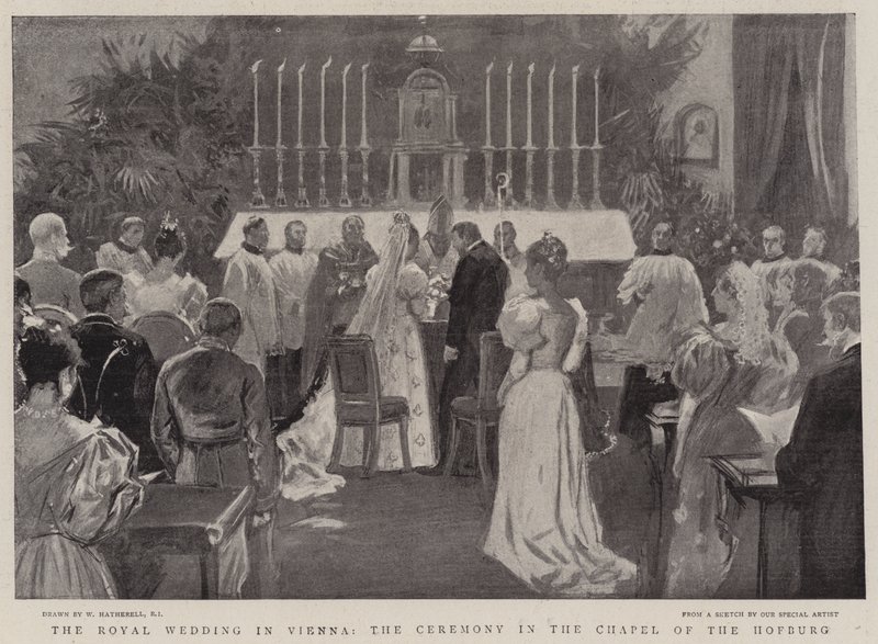 Viyana'daki Kraliyet Düğünü, Hofburg Şapeli'ndeki Tören by William Hatherell