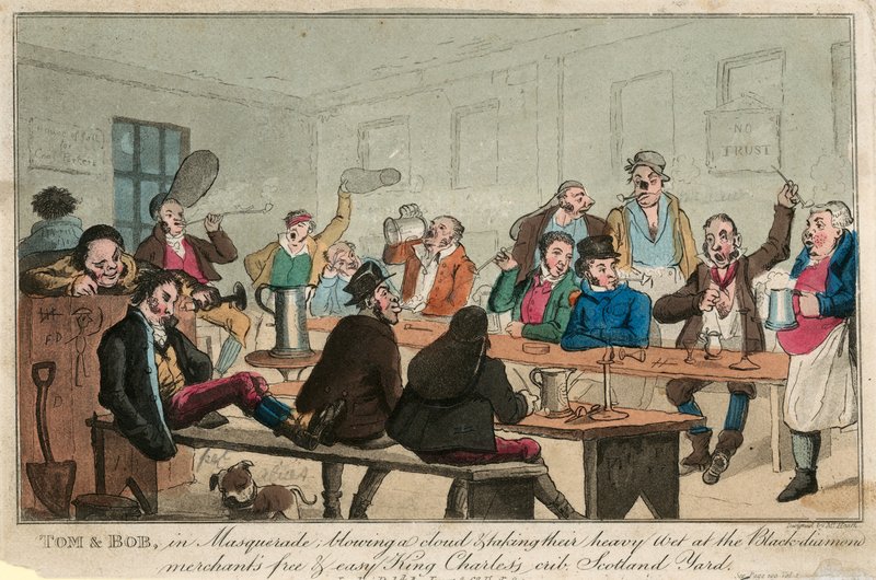 Tom ve Bob maskeli baloda, bir bulut üflüyor ve ağır ıslaklıklarını alıyorlar by William Heath