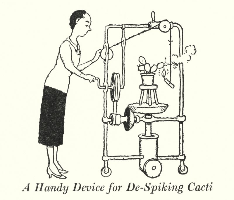 Kaktüslerin Çivilerini Çıkarmak İçin Kullanışlı Bir Cihaz (lito) by William Heath Robinson