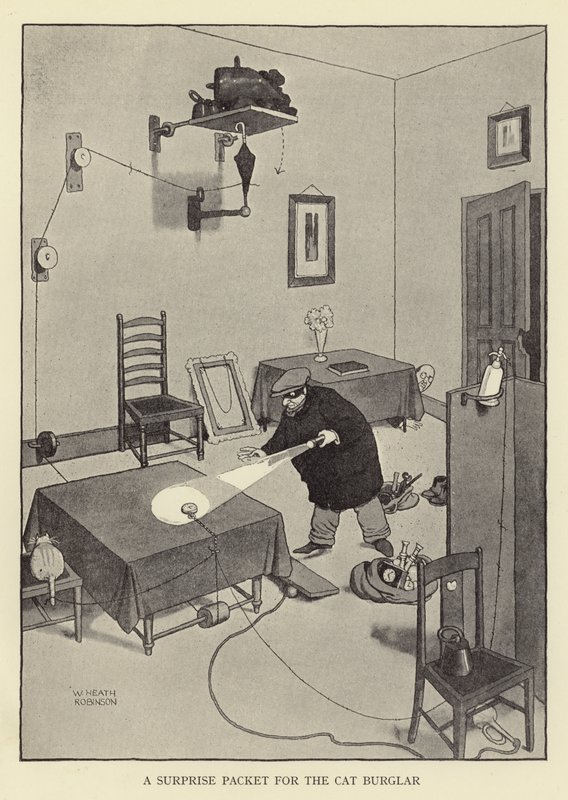 Kedi hırsızına sürpriz paket by William Heath Robinson