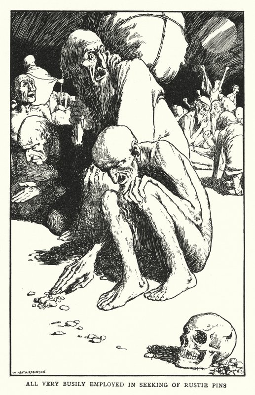Hepsi paslı iğneler (lito) aramak için çok meşgul by William Heath Robinson