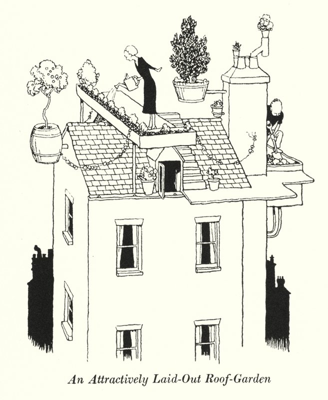 Dikkat Çekici Bir Çatı-Bahçe (lito) by William Heath Robinson