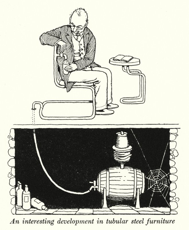 Boru şeklindeki çelik mobilyalarda (lito) ilginç bir gelişme by William Heath Robinson