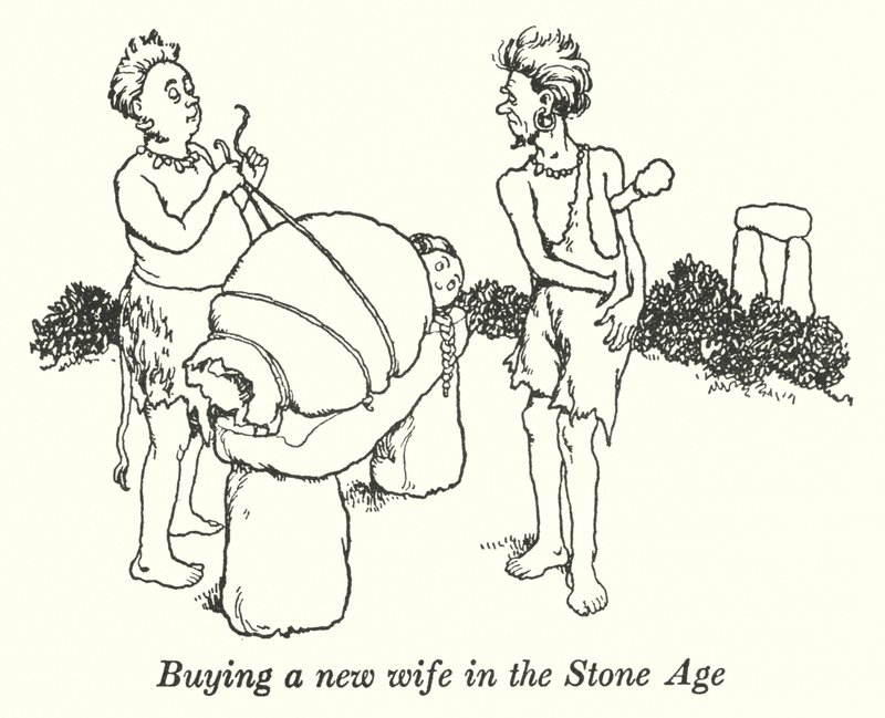 Taş Devri'nde yeni bir eş satın almak (lito) by William Heath Robinson