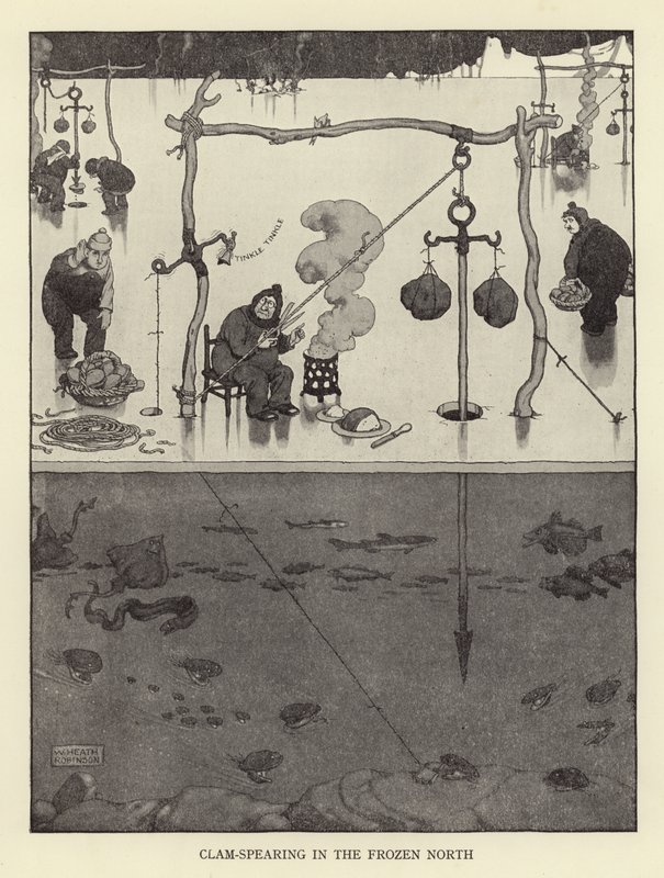 Donmuş kuzeyde midye mızraklama by William Heath Robinson