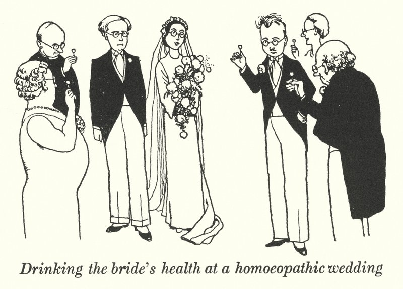 Homeopatik bir düğünde gelinin sağlığını içmek (lito) by William Heath Robinson