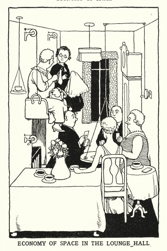 Dinlenme Salonunda Alan Ekonomisi (lito) by William Heath Robinson