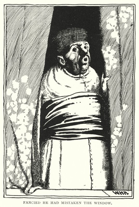 Pencereyi karıştırdığını sandı (gravür) by William Heath Robinson