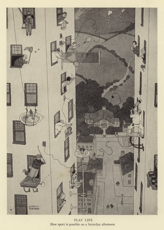 Düz hayat, bir cumartesi öğleden sonra spor nasıl mümkün olabilir? by William Heath Robinson