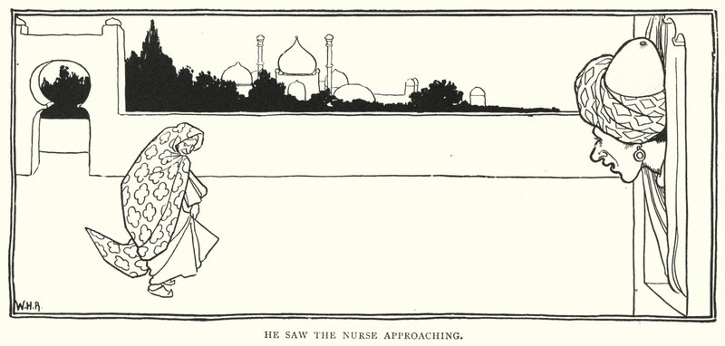 Hemşirenin yaklaştığını gördü (gravür) by William Heath Robinson