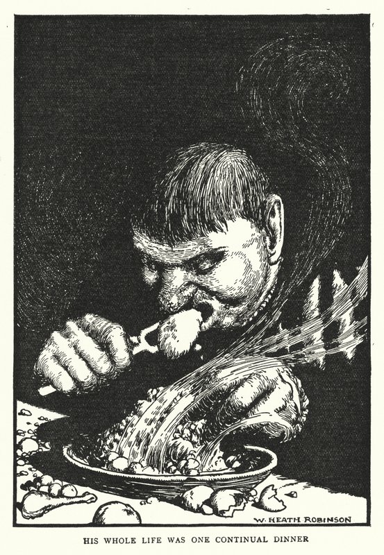 Bütün hayatı sürekli bir akşam yemeğiydi (lito) by William Heath Robinson