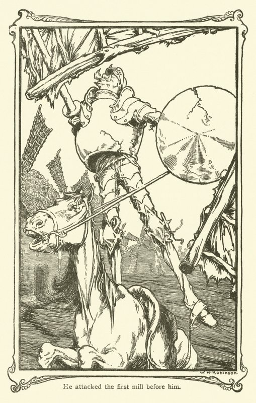 Don Kişot (lito) için çizim by William Heath Robinson