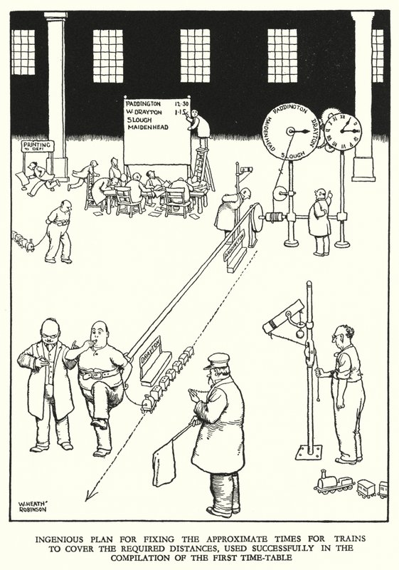 W Heath Robinson (lito) tarafından Demiryolu Ribaldry için İllüstrasyon by William Heath Robinson