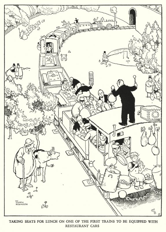 W Heath Robinson (lito) tarafından Demiryolu Ribaldry için İllüstrasyon by William Heath Robinson