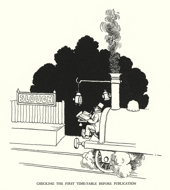 W Heath Robinson (lito) tarafından Demiryolu Ribaldry için İllüstrasyon by William Heath Robinson