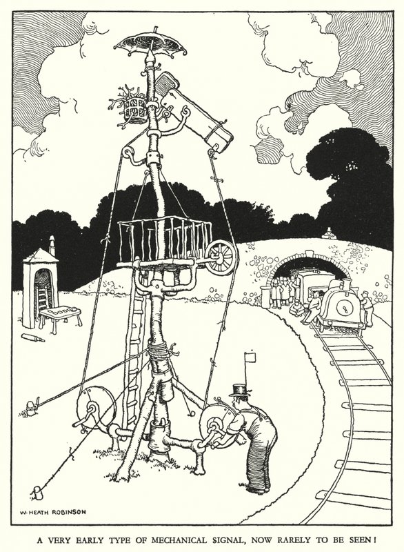 W Heath Robinson (lito) tarafından Demiryolu Ribaldry için İllüstrasyon by William Heath Robinson