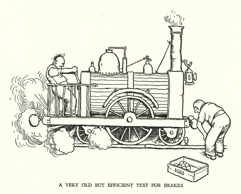 W Heath Robinson (lito) tarafından Demiryolu Ribaldry için İllüstrasyon by William Heath Robinson