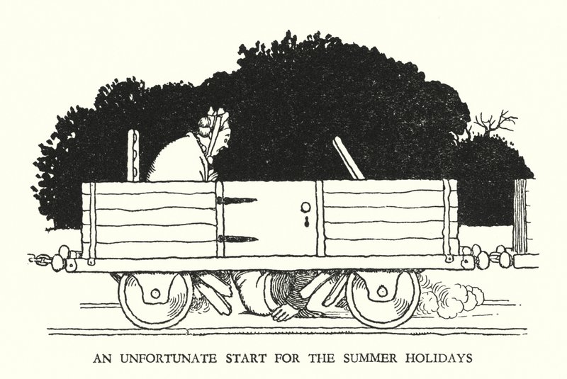 W Heath Robinson (lito) tarafından Demiryolu Ribaldry için İllüstrasyon by William Heath Robinson
