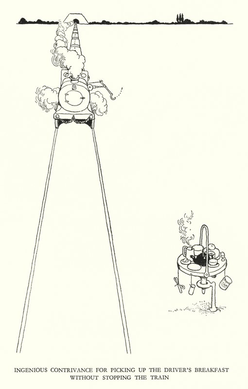 W Heath Robinson (lito) tarafından Demiryolu Ribaldry için İllüstrasyon by William Heath Robinson