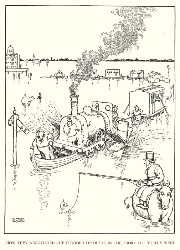 W Heath Robinson (lito) tarafından Demiryolu Ribaldry için İllüstrasyon by William Heath Robinson