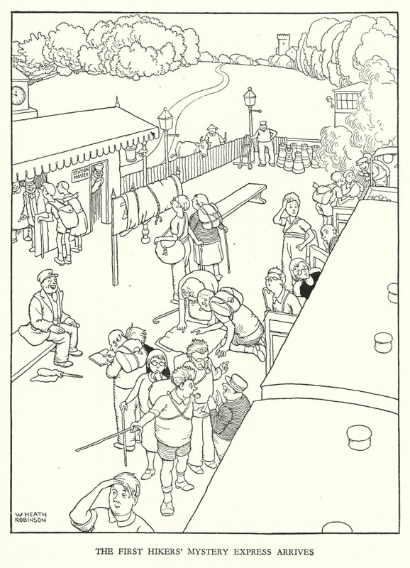 W Heath Robinson (lito) tarafından Demiryolu Ribaldry için İllüstrasyon by William Heath Robinson