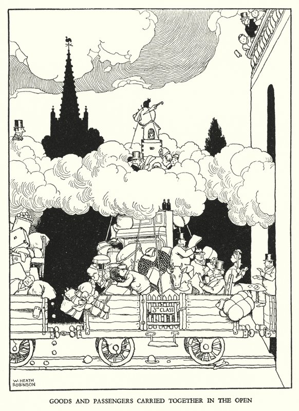 W Heath Robinson (lito) tarafından Demiryolu Ribaldry için İllüstrasyon by William Heath Robinson