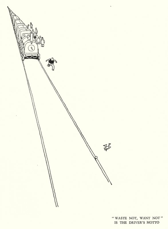 W Heath Robinson (lito) tarafından Demiryolu Ribaldry için İllüstrasyon by William Heath Robinson
