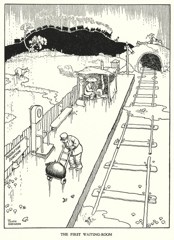 W Heath Robinson (lito) tarafından Demiryolu Ribaldry için İllüstrasyon by William Heath Robinson