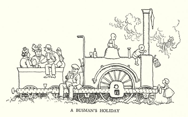 W Heath Robinson (lito) tarafından Demiryolu Ribaldry için İllüstrasyon by William Heath Robinson