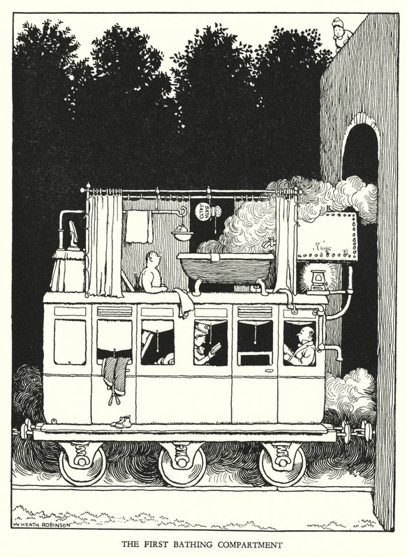 W Heath Robinson (lito) tarafından Demiryolu Ribaldry için İllüstrasyon by William Heath Robinson