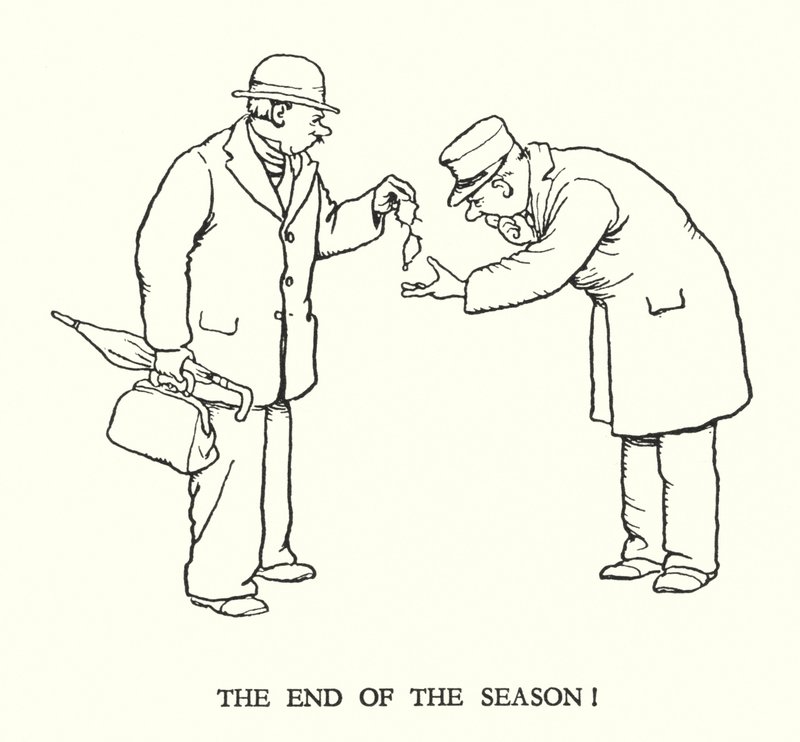 W Heath Robinson (lito) tarafından Demiryolu Ribaldry için İllüstrasyon by William Heath Robinson